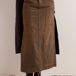 Free People Harmonica Coated Denim Maxi Skirt in New Moon Color